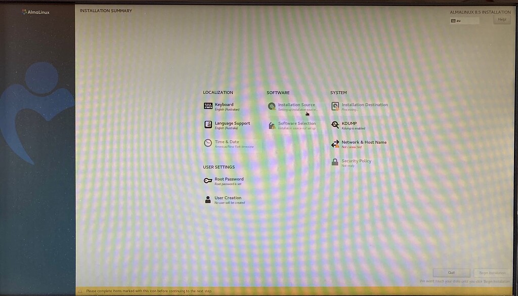 Installation from USB options grayedout Support AlmaLinux